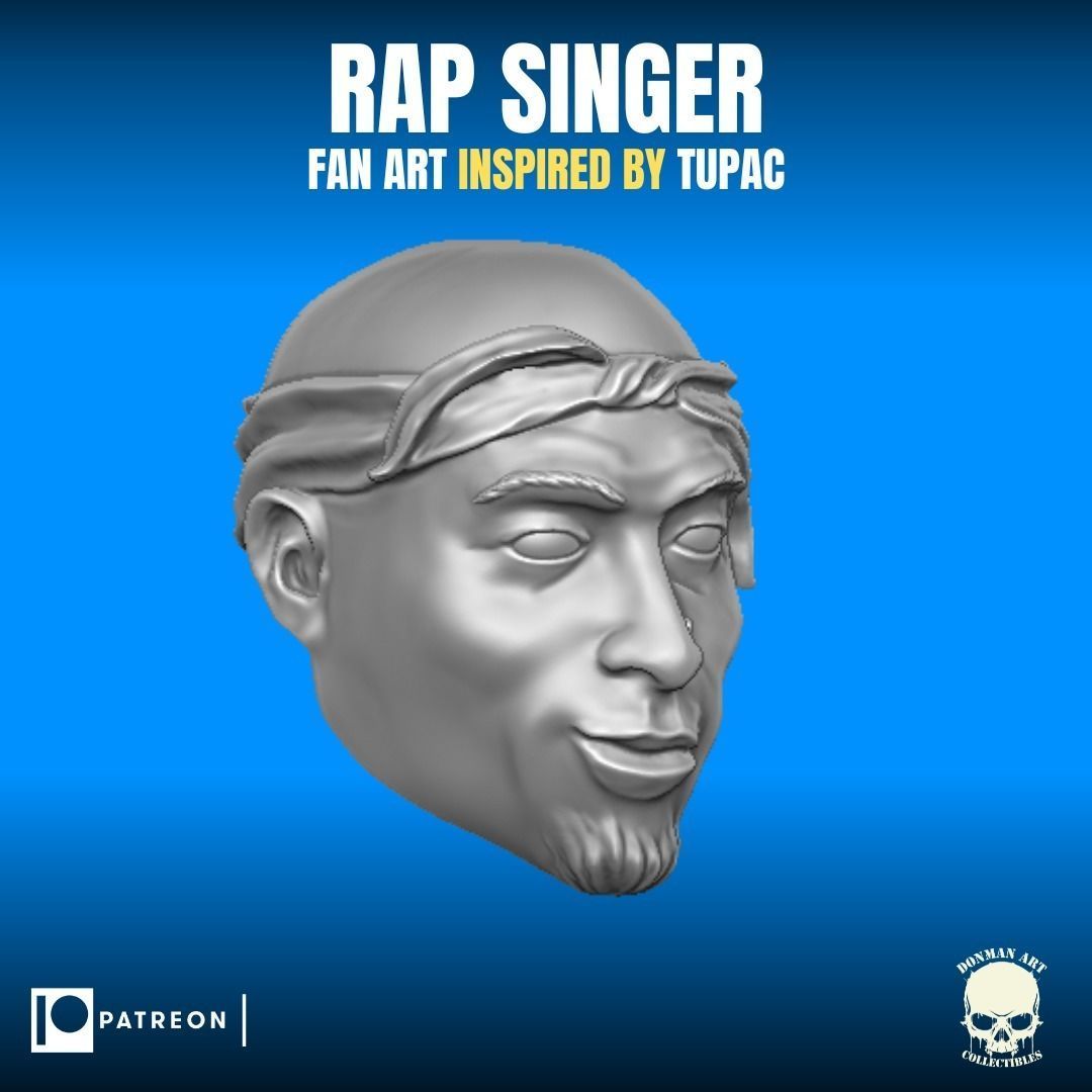 Rap Singer fan art inspired by Tupac for action figures 3D print model_20