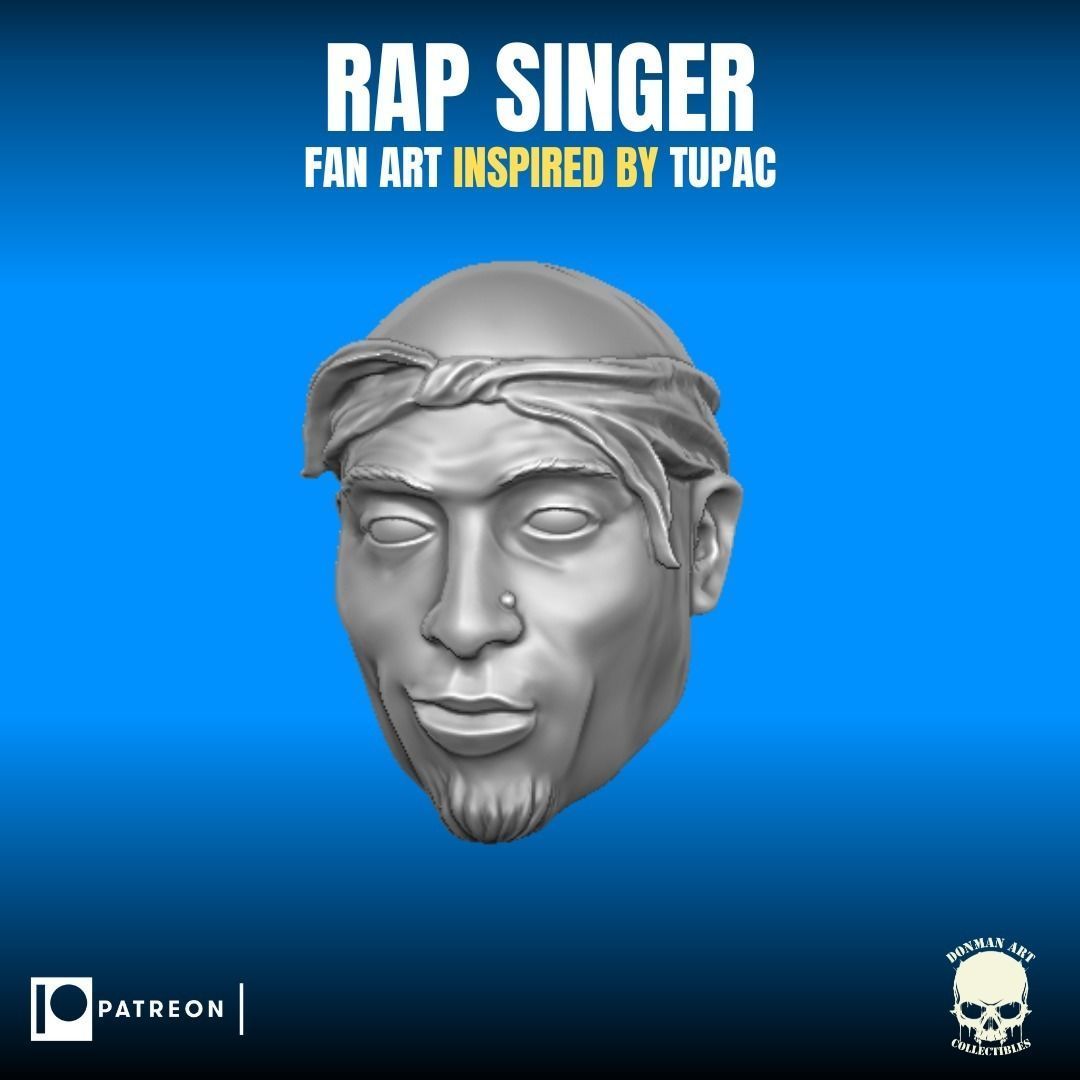 Rap Singer fan art inspired by Tupac for action figures 3D print model_5