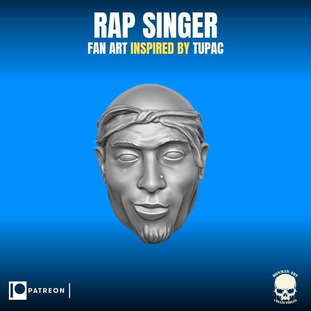 Rap Singer fan art inspired by Tupac for action figures 3D print model_11