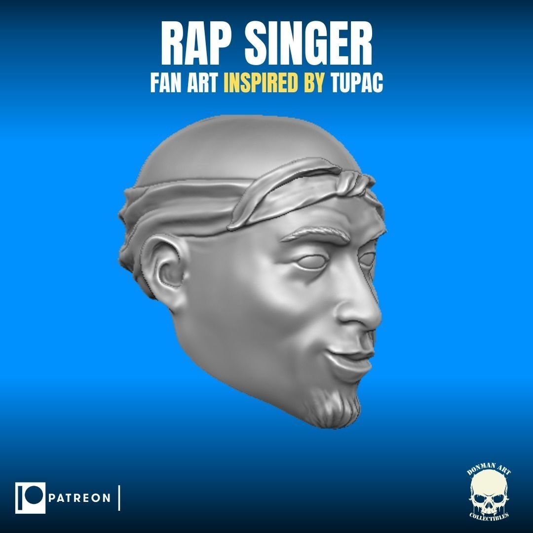 Rap Singer fan art inspired by Tupac for action figures 3D print model_1