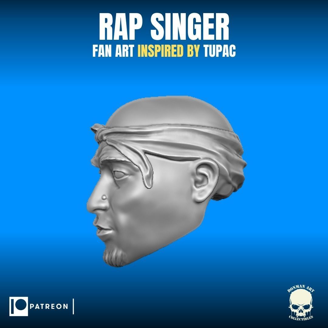 Rap Singer fan art inspired by Tupac for action figures 3D print model_18