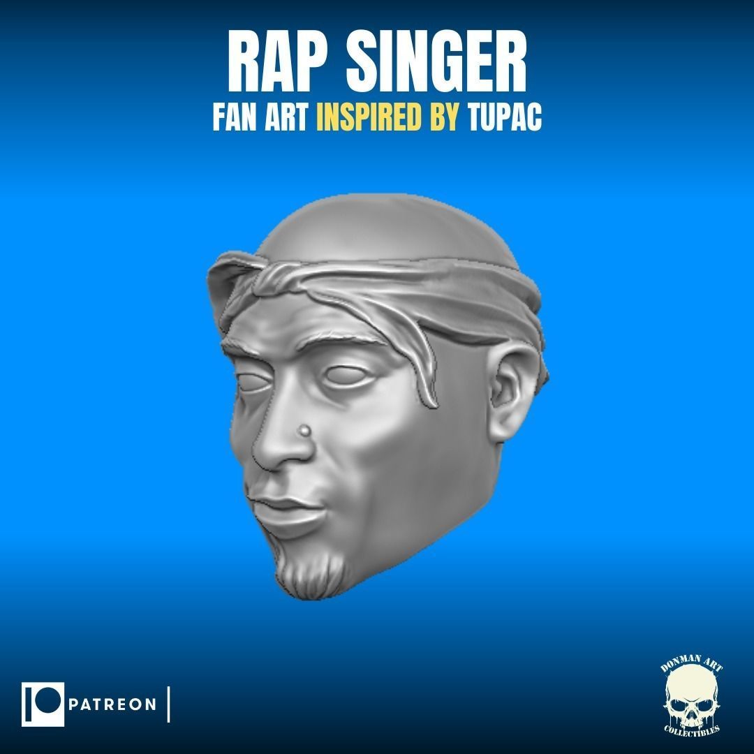 Rap Singer fan art inspired by Tupac for action figures 3D print model_6