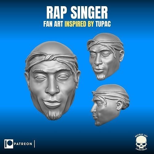 Rap Singer fan art inspired by Tupac for action figures 3D print model