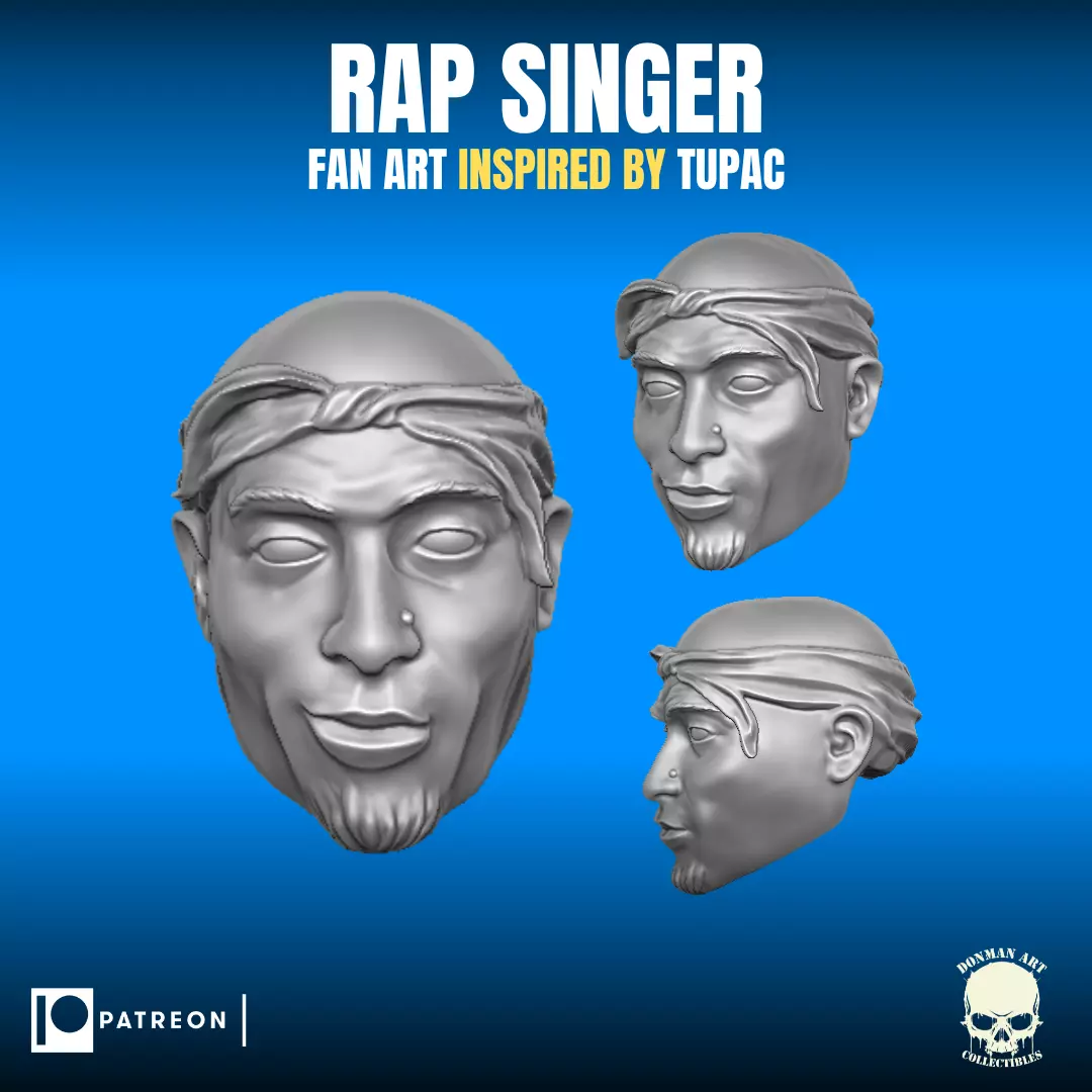 Rap Singer fan art inspired by Tupac for action figures 3D print model_0