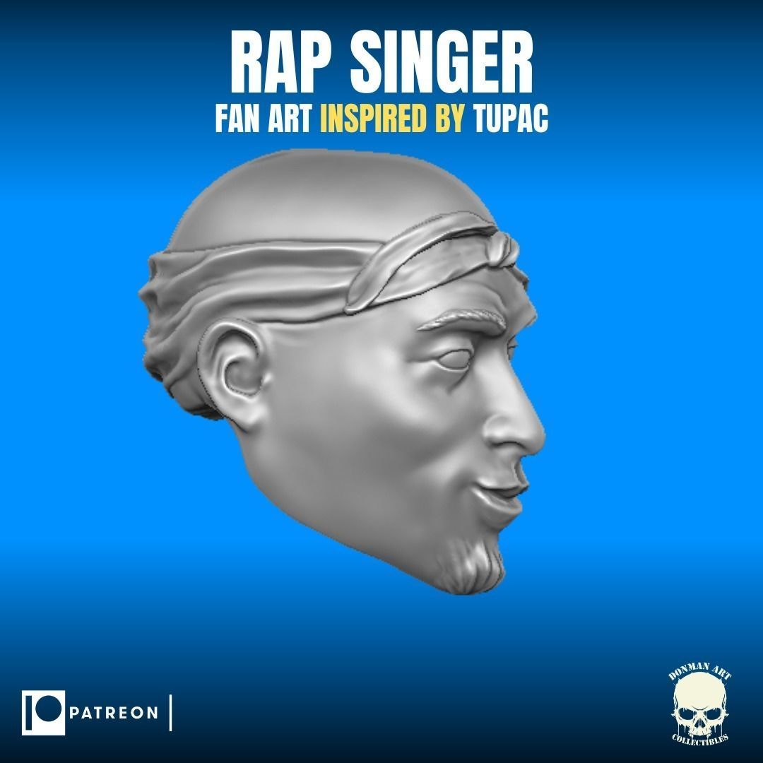 Rap Singer fan art inspired by Tupac for action figures 3D print model_12