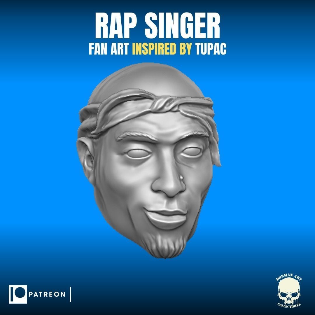 Rap Singer fan art inspired by Tupac for action figures 3D print model_19