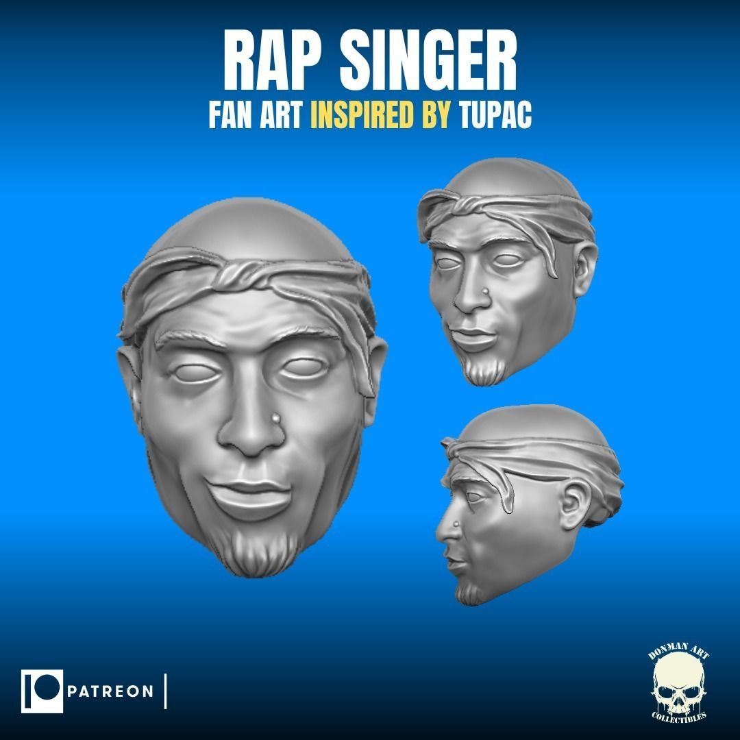 Rap Singer fan art inspired by Tupac for action figures 3D print model_13