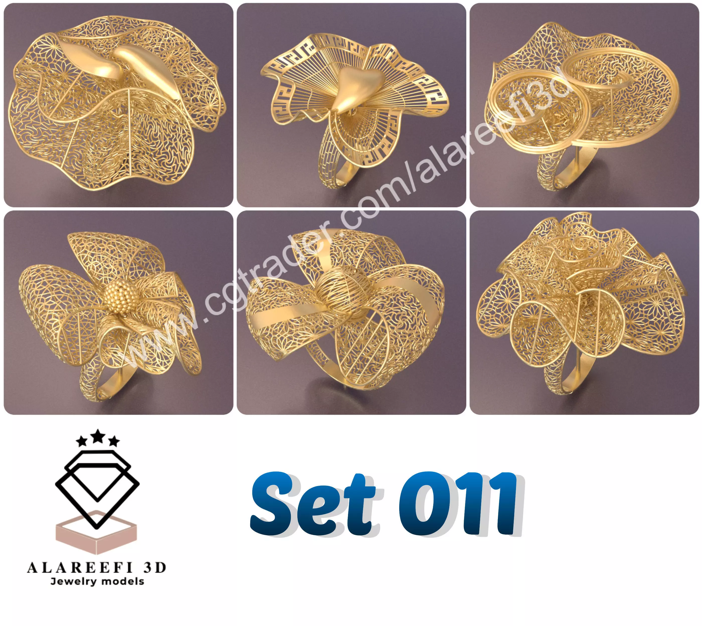 Set of 6 Ultra Vision Rings- set 011 3D print model_0