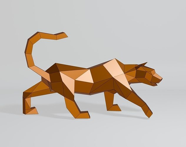 Polygonal Cheetah Low-poly 3D model