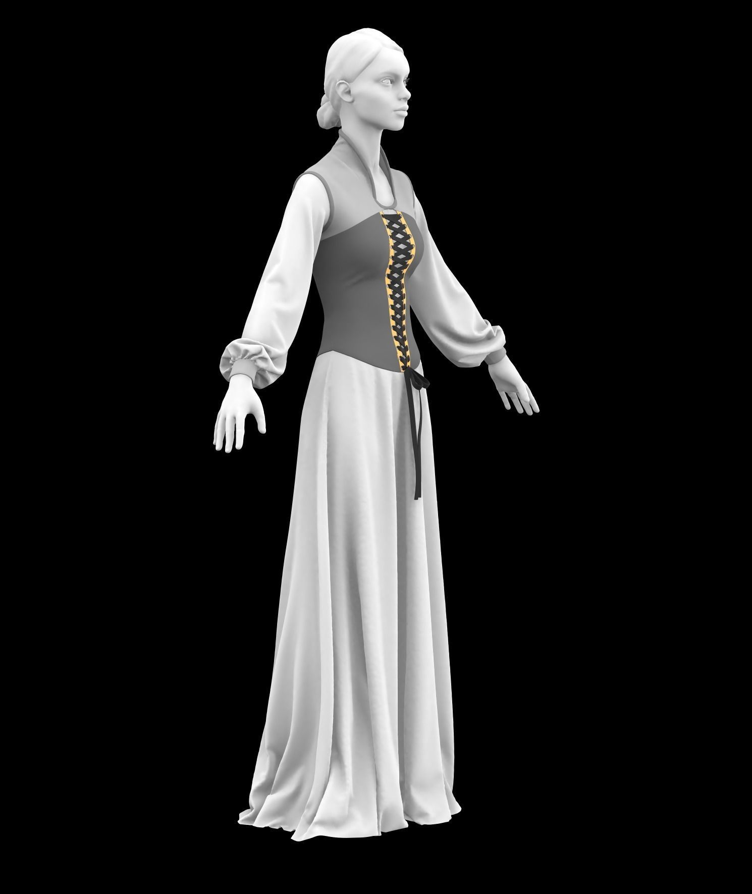 Medieval Gown 04  3D model_6