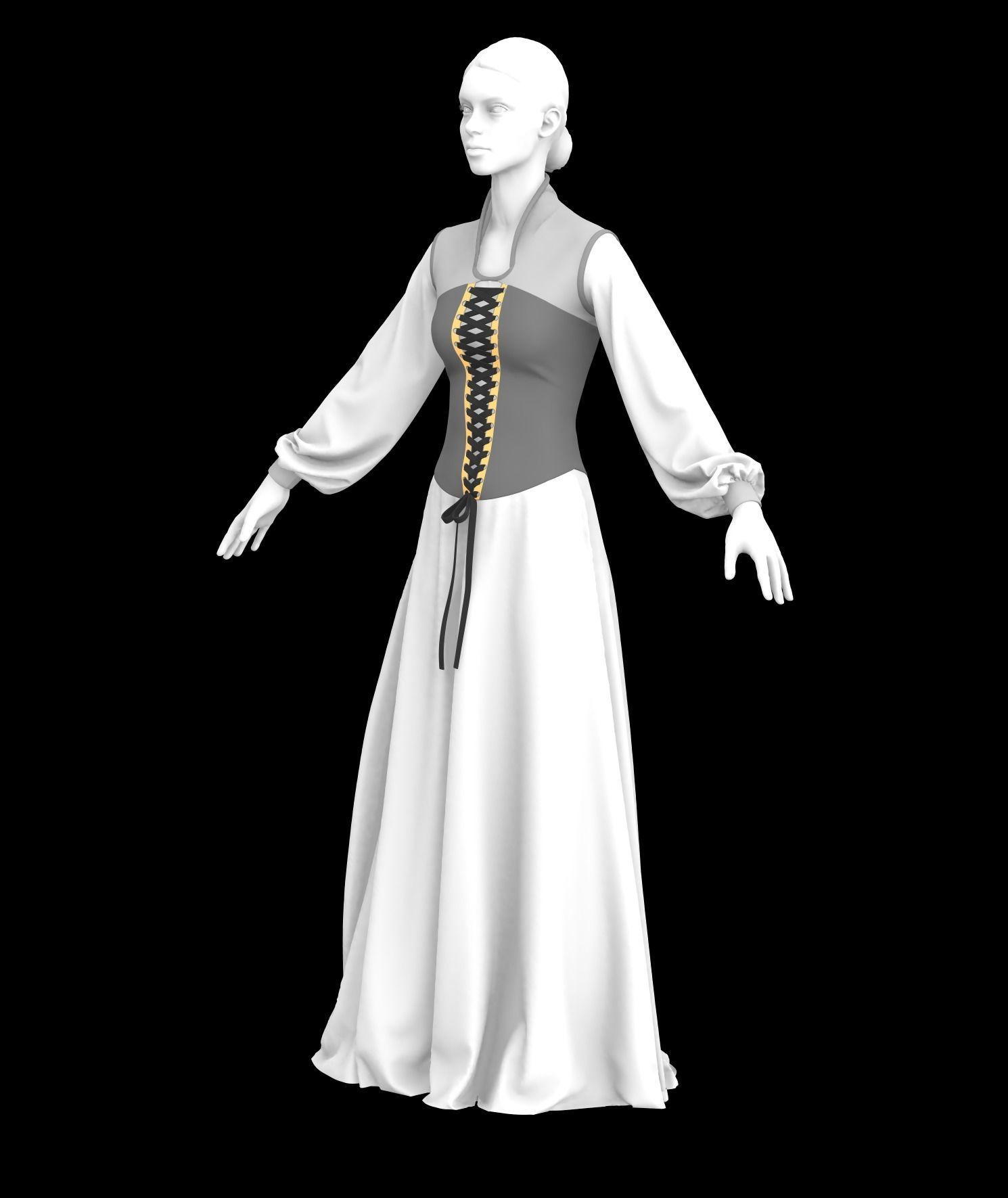Medieval Gown 04  3D model_5