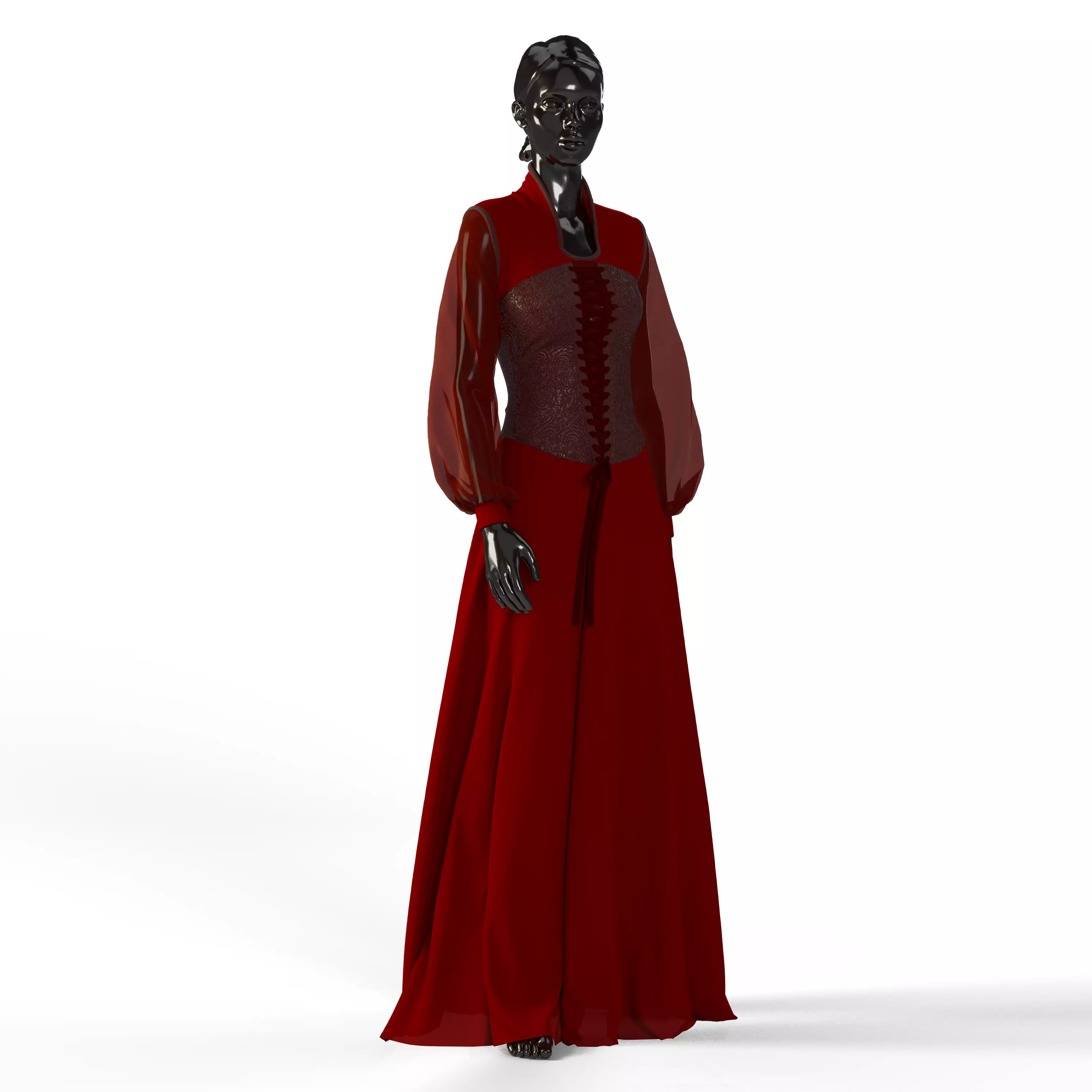 Medieval Gown 04  3D model_0