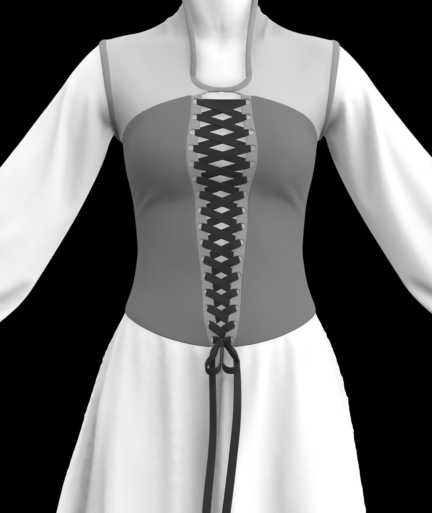 Medieval Gown 04  3D model_10