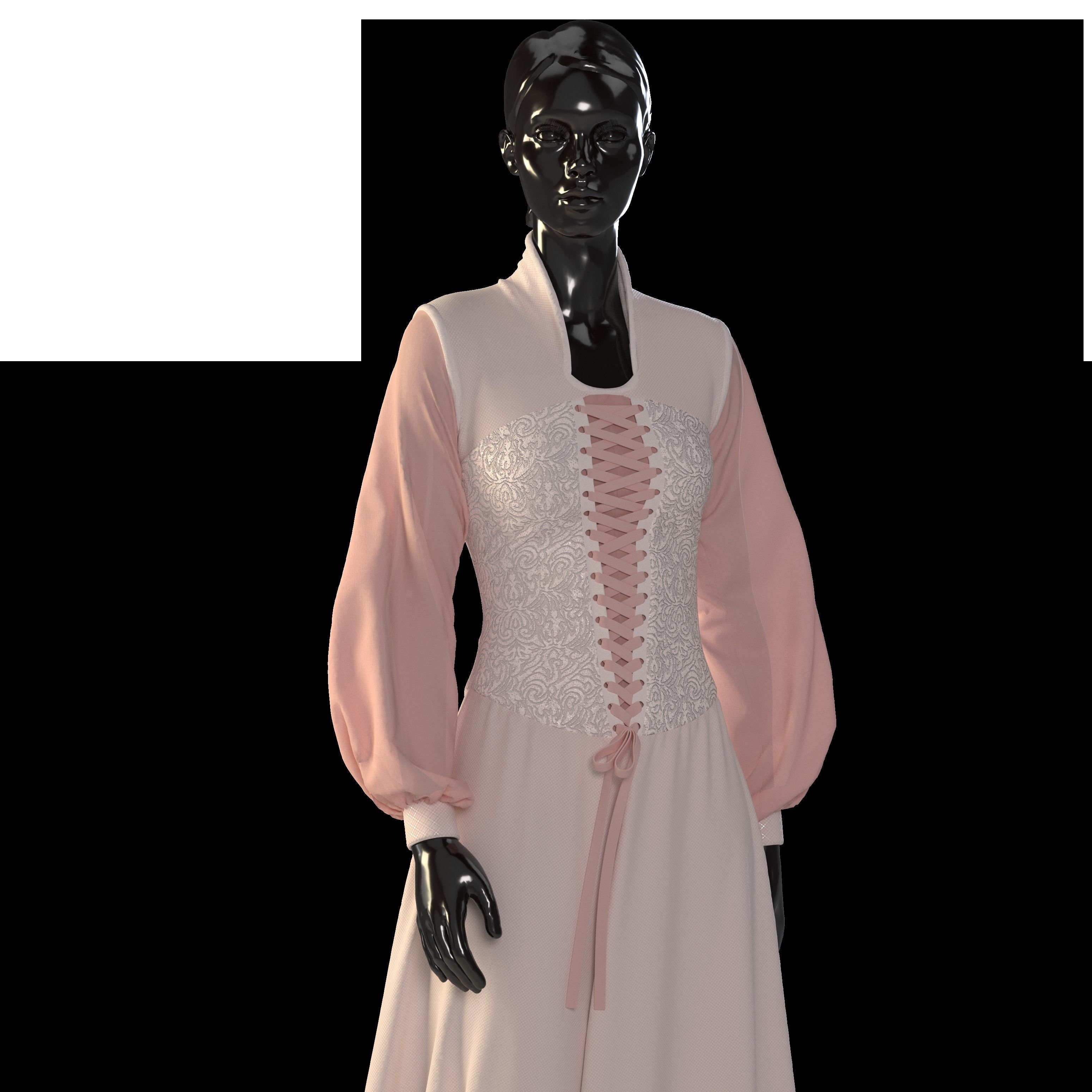Medieval Gown 04  3D model_3