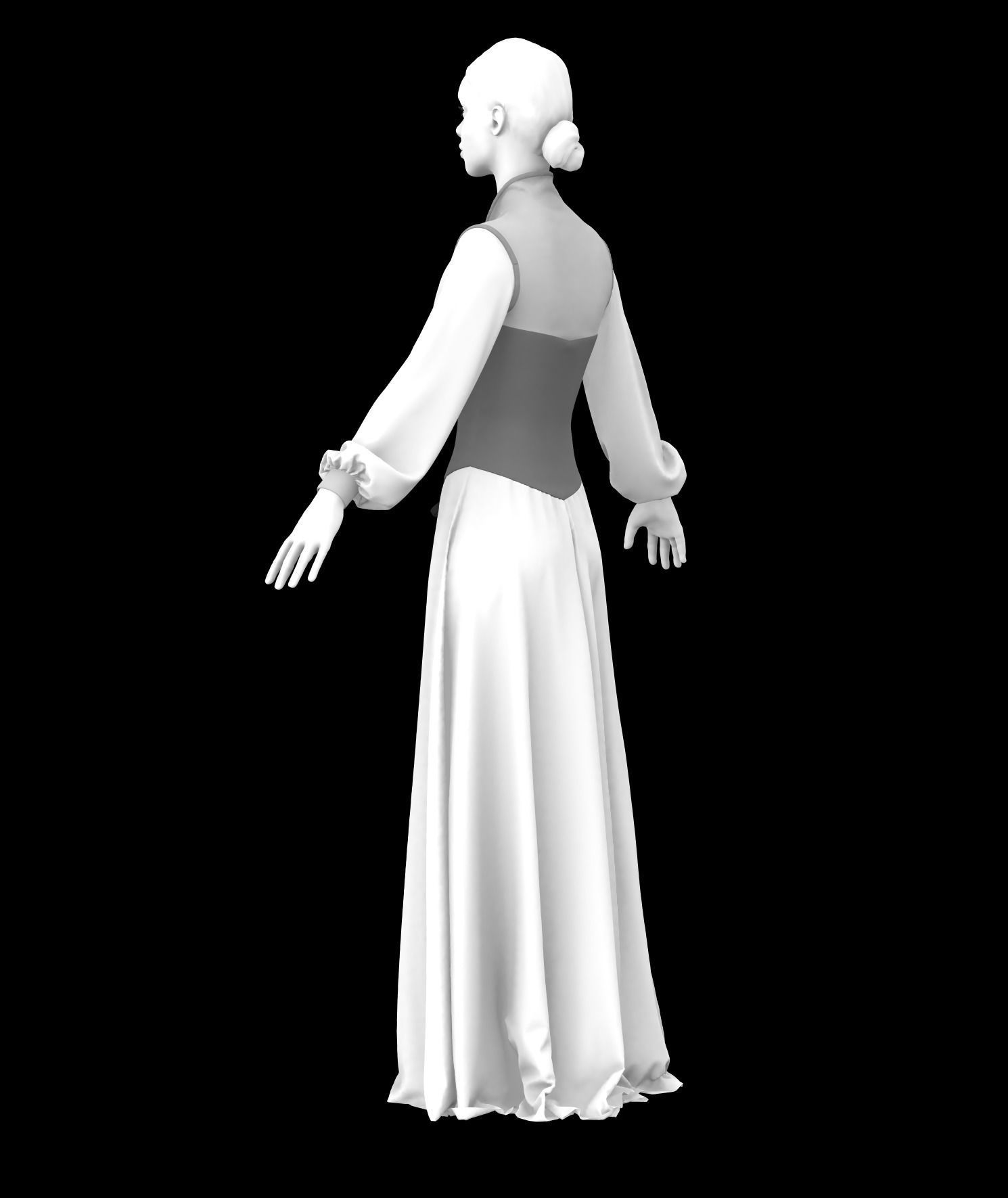 Medieval Gown 04  3D model_7