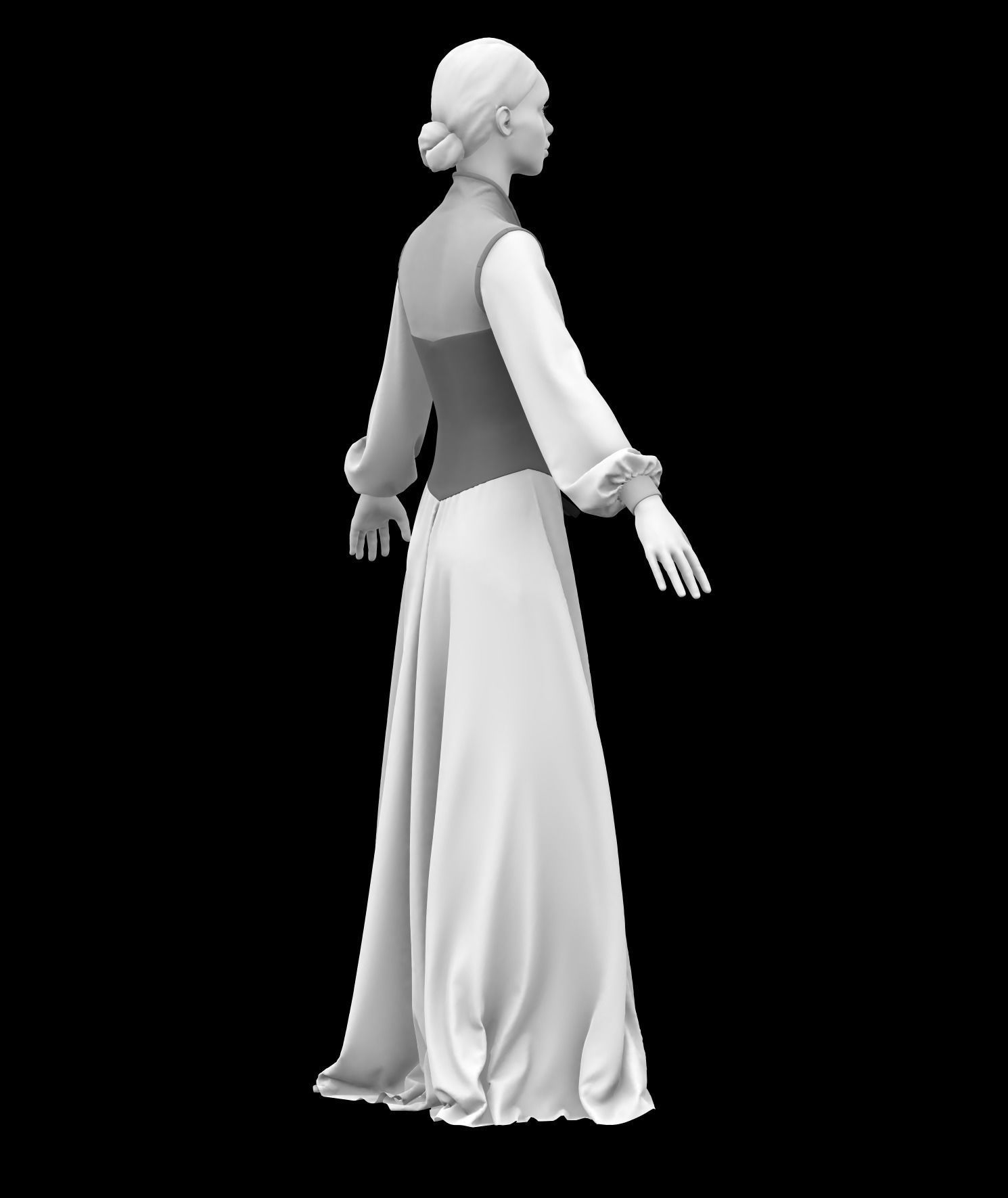 Medieval Gown 04  3D model_9