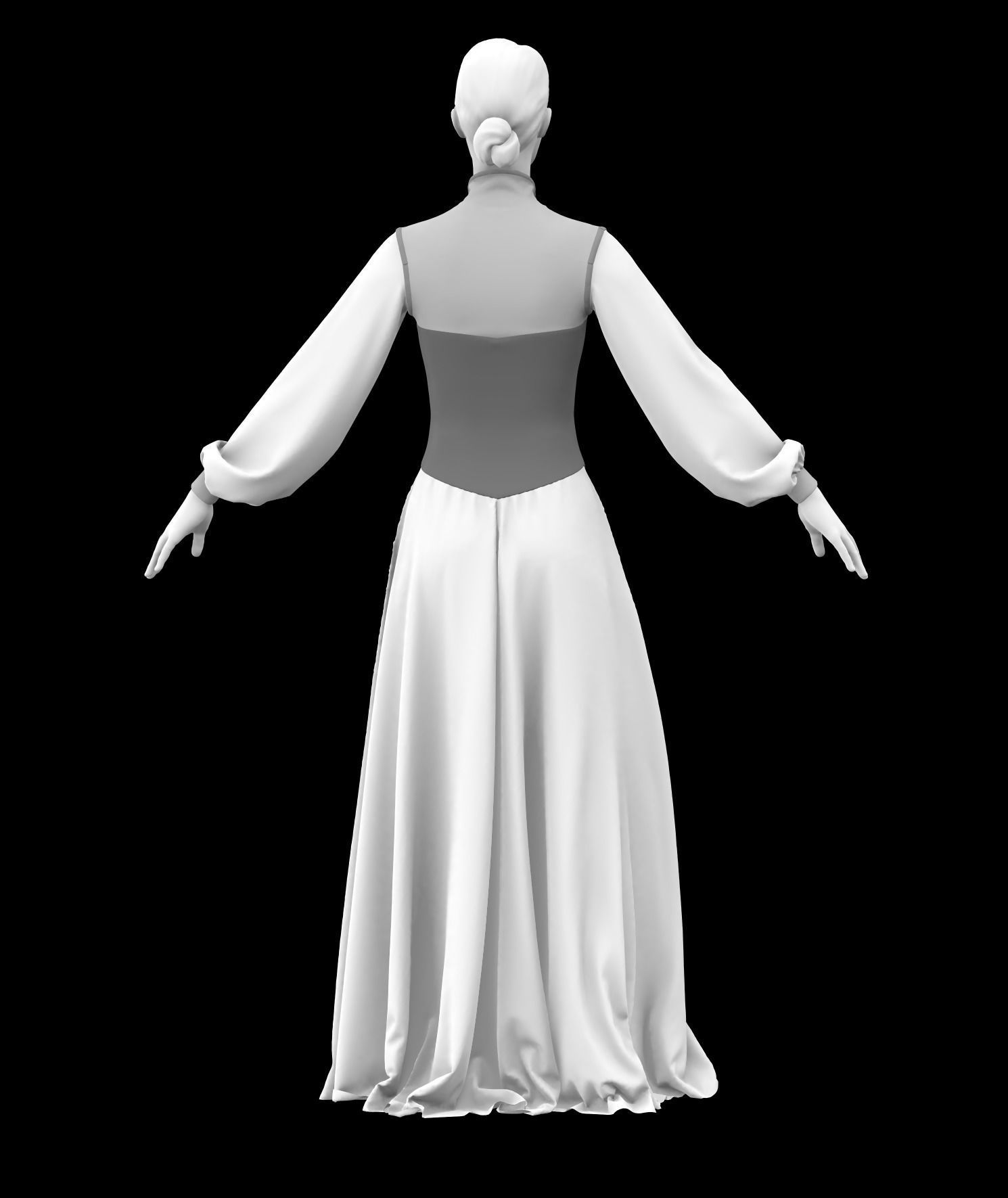Medieval Gown 04  3D model_8