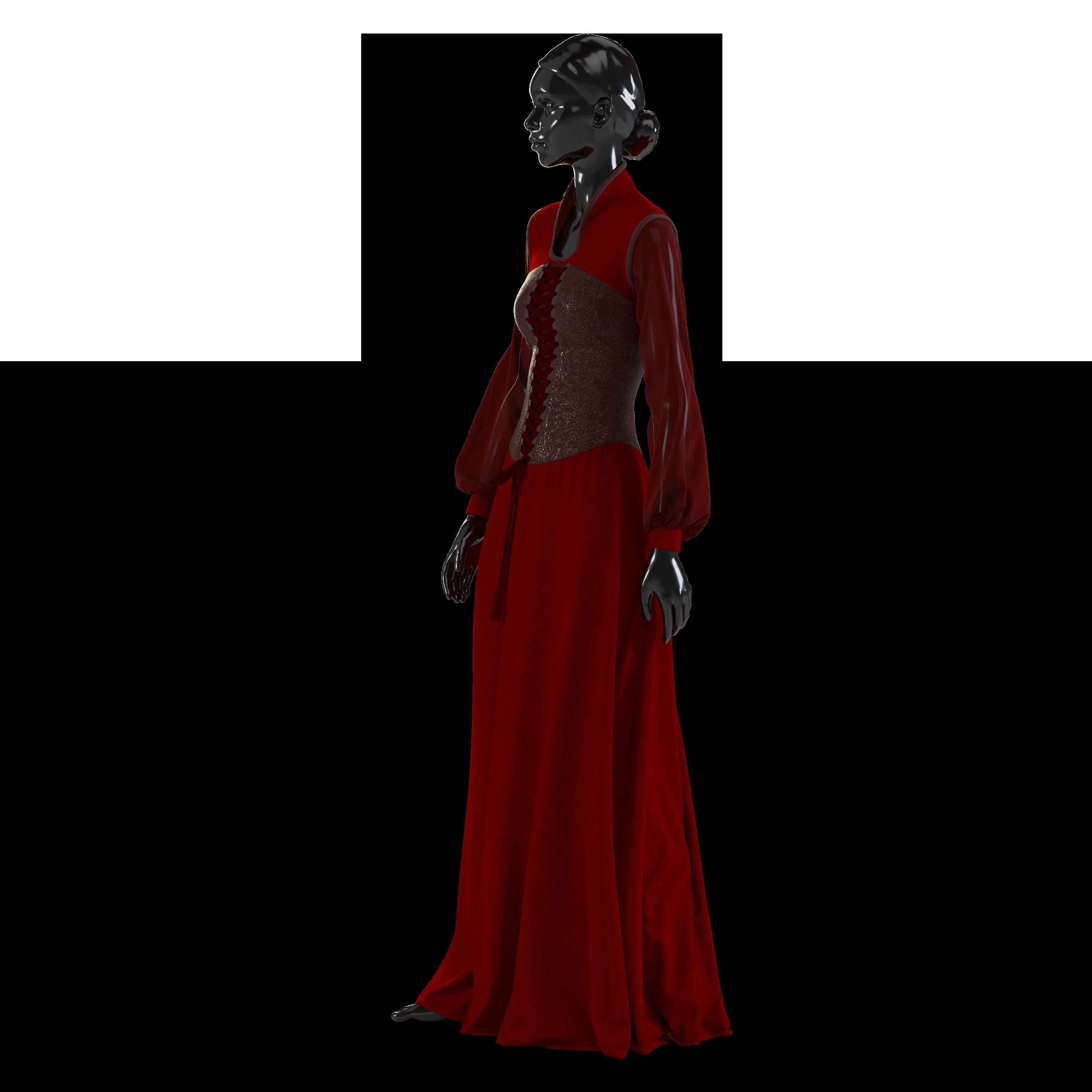 Medieval Gown 04  3D model_2