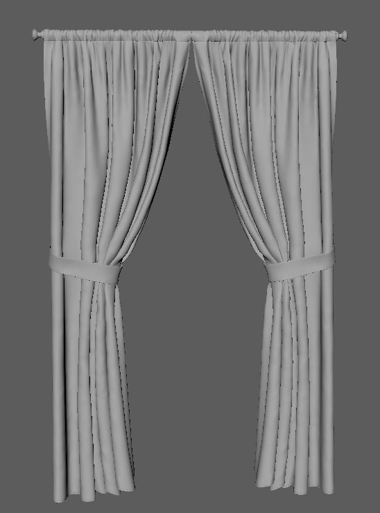 Curtain checkered 3D model_1