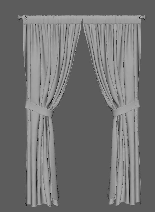 Curtain checkered 3D model_2