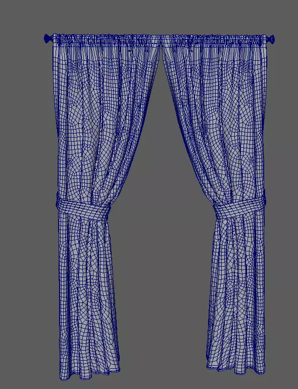 Curtain checkered 3D model_0