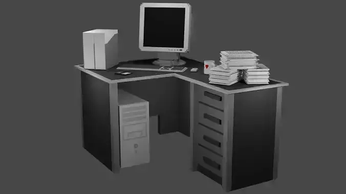 Voxel Office Desktop Computer MagicaVoxel Pack Low-poly 3D model