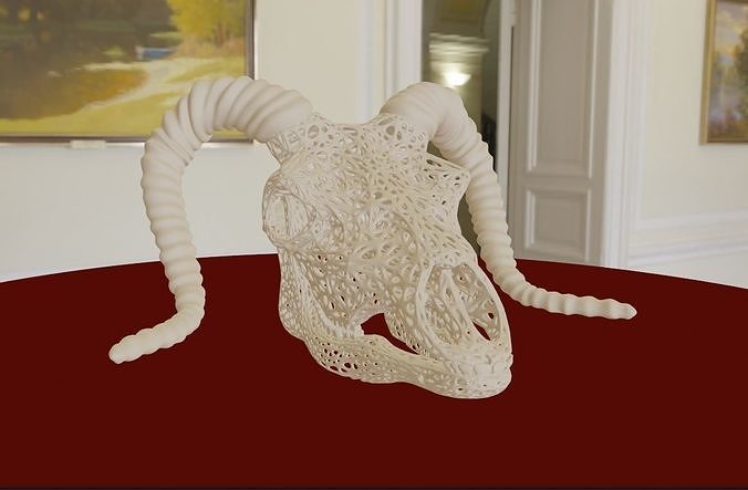 FILIGREE GOAT OR MOUNTAIN SHEEP SKULL WITH HORN 3D print model