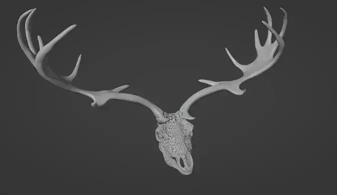 FILIGREE DEER OR ELK SKULL WITH HORN
