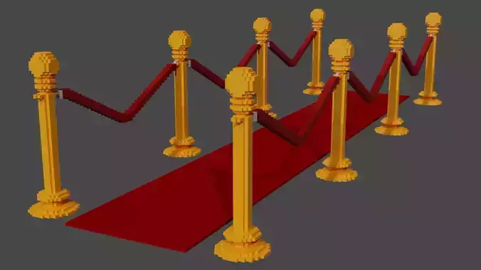 Voxel Golden Rope Barrier MagicaVoxel