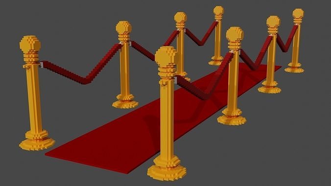 Voxel Golden Rope Barrier MagicaVoxel Free low-poly 3D model