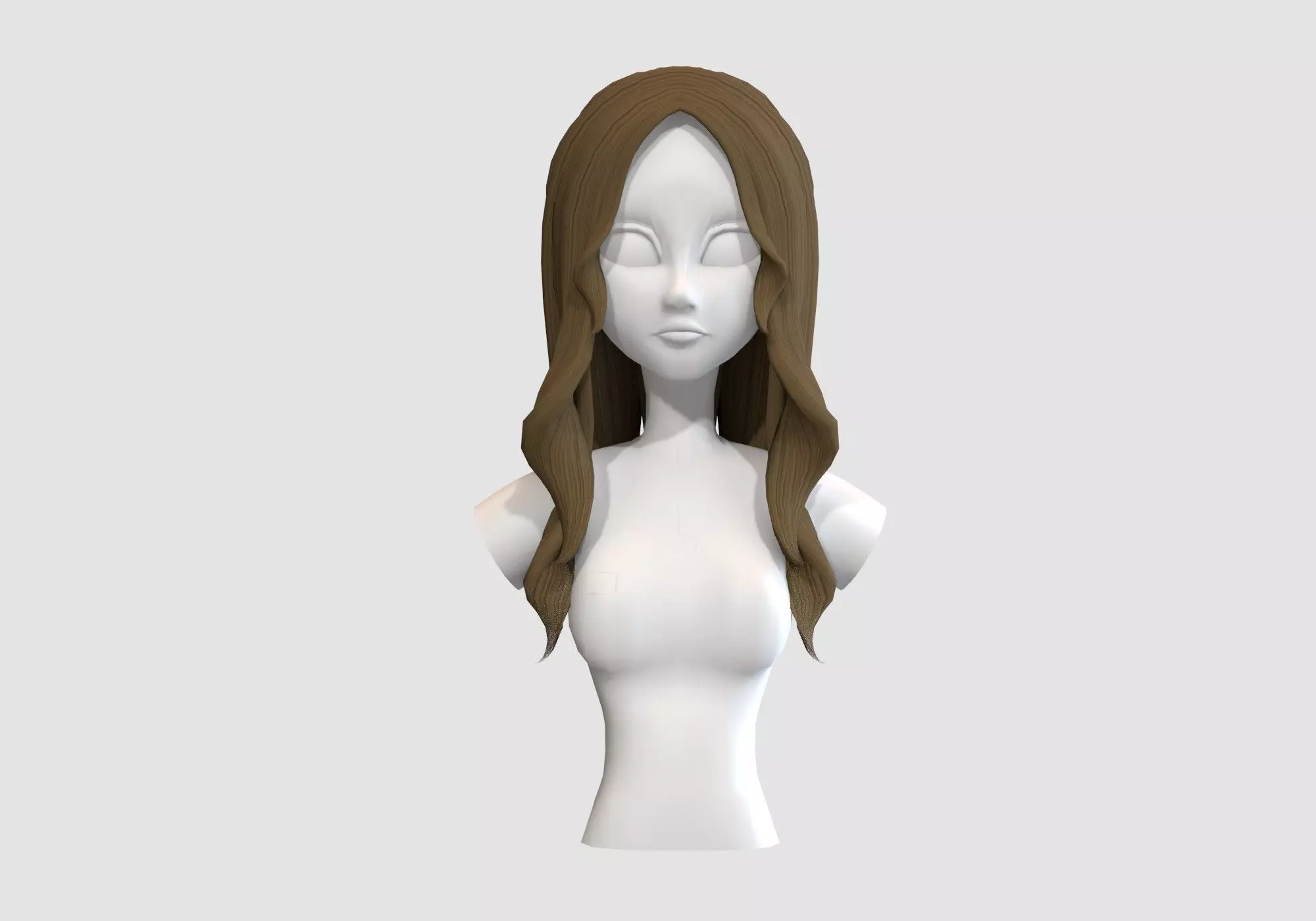 wavy female hairstyle 3D model_0