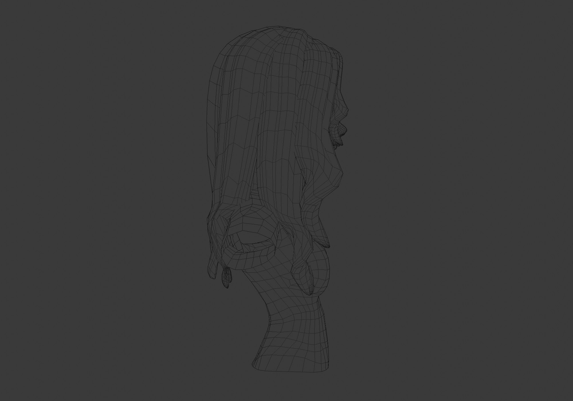 wavy female hairstyle 3D model_7
