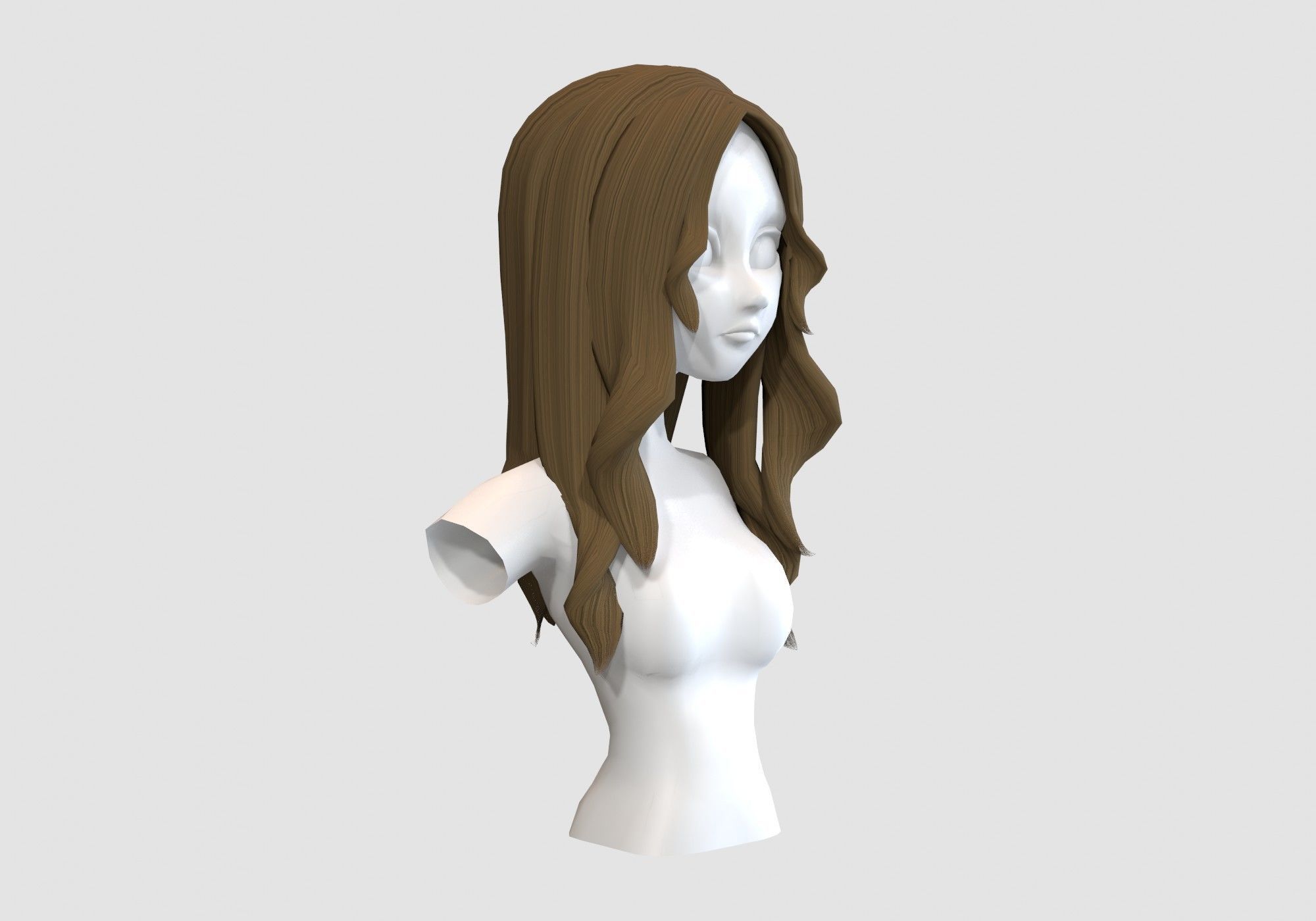 wavy female hairstyle 3D model_1