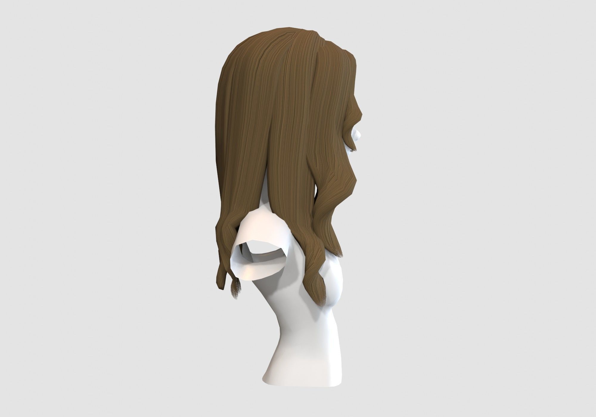 wavy female hairstyle 3D model_2