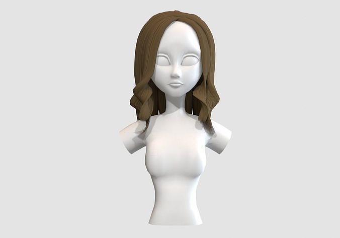 wavy cartoon hairstyle  3D model