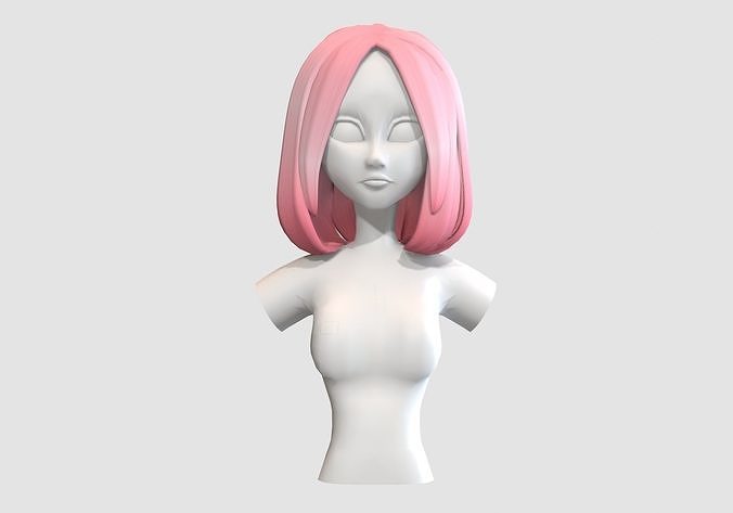 pink cartoon hairstyle  3D model