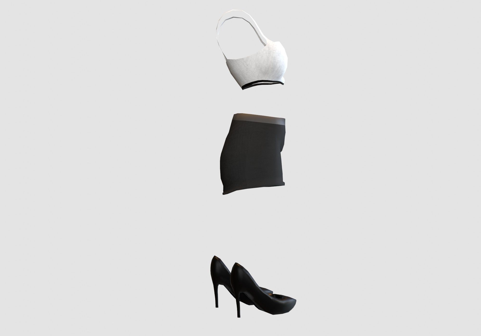 outgoing female outfit 3D model_2