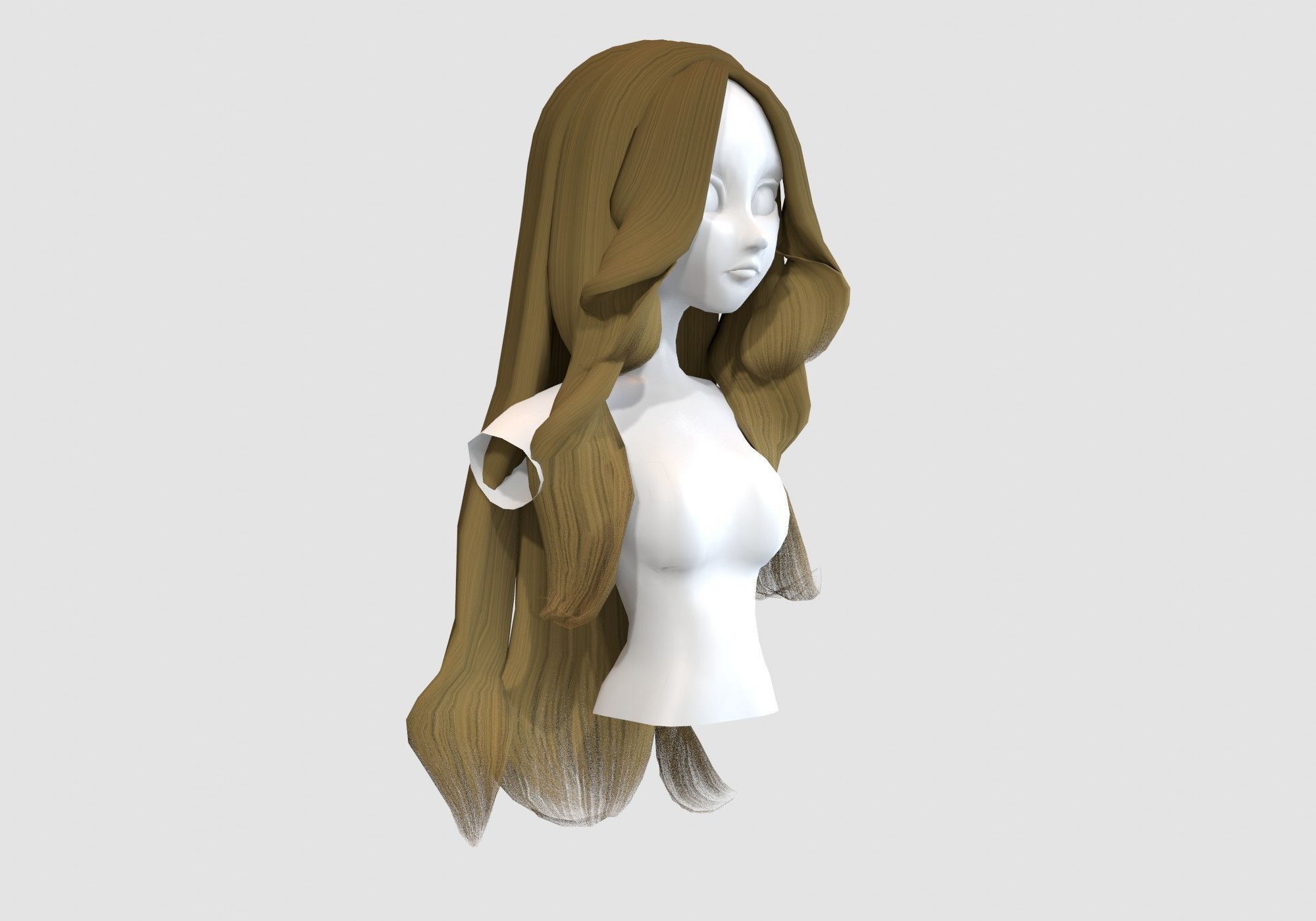 long curly hairstyle  3D model_1