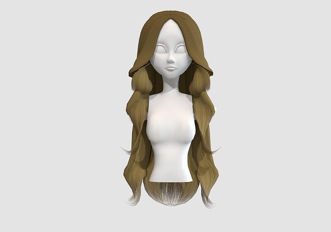 long curly hairstyle  3D model