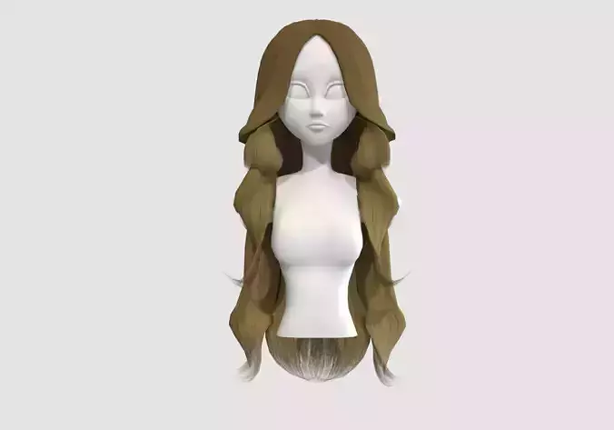 long curly hairstyle  3D model