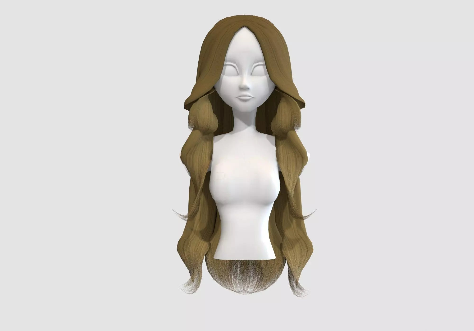 long curly hairstyle  3D model_0