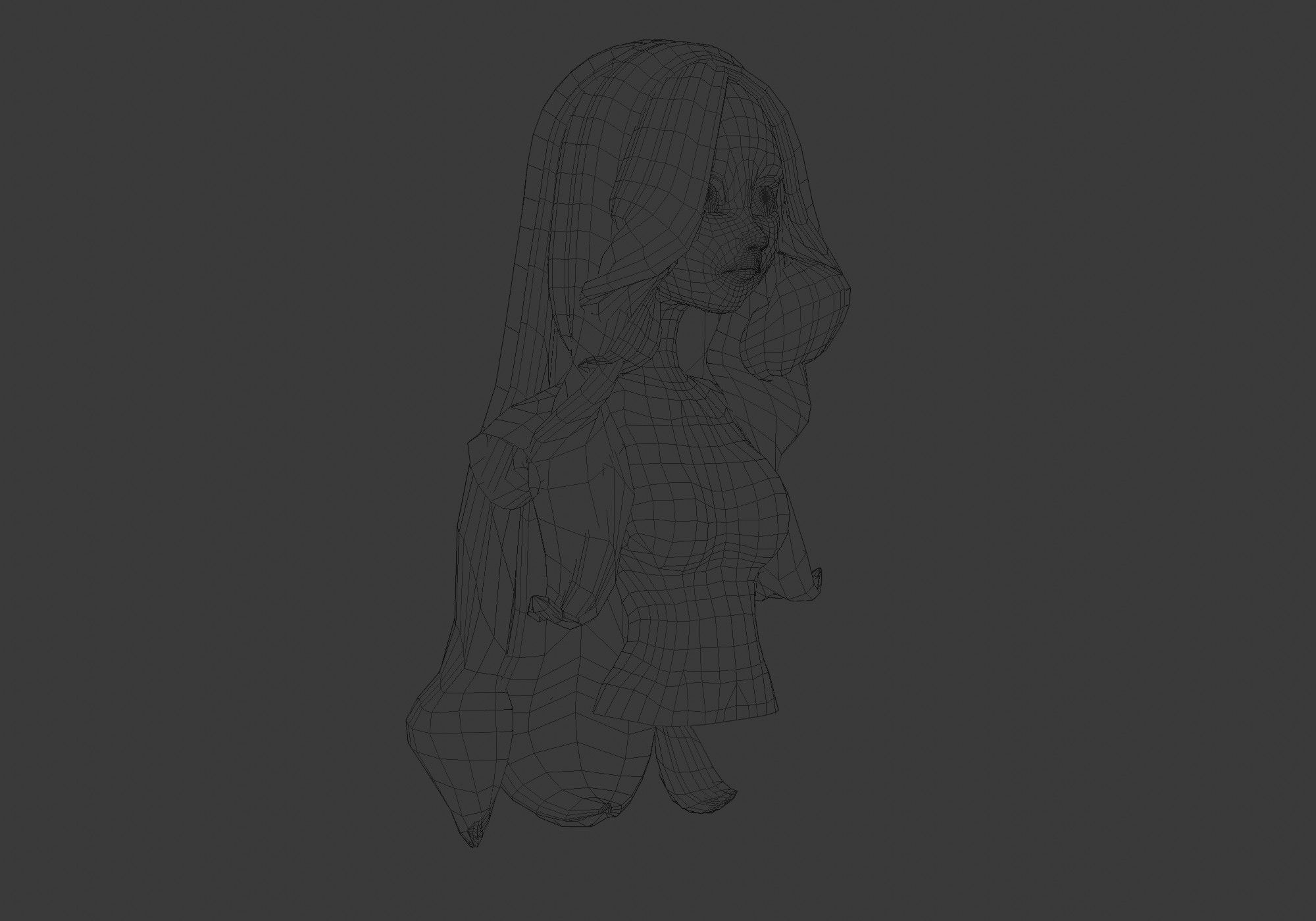 long curly hairstyle  3D model_6