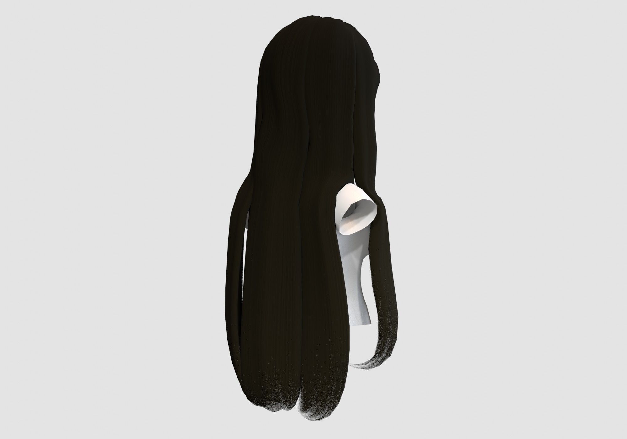 long brown hairstyle 3D model_3