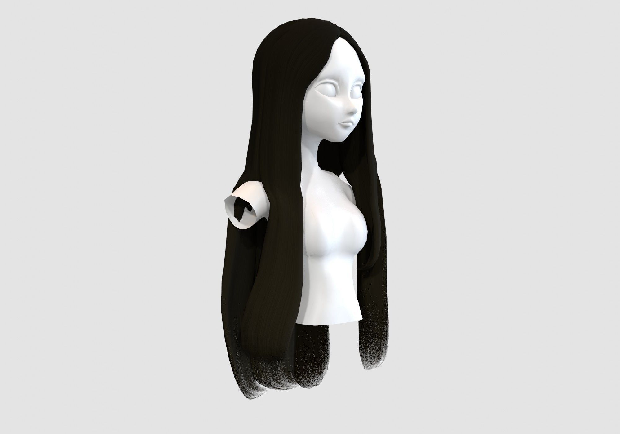 long brown hairstyle 3D model_1