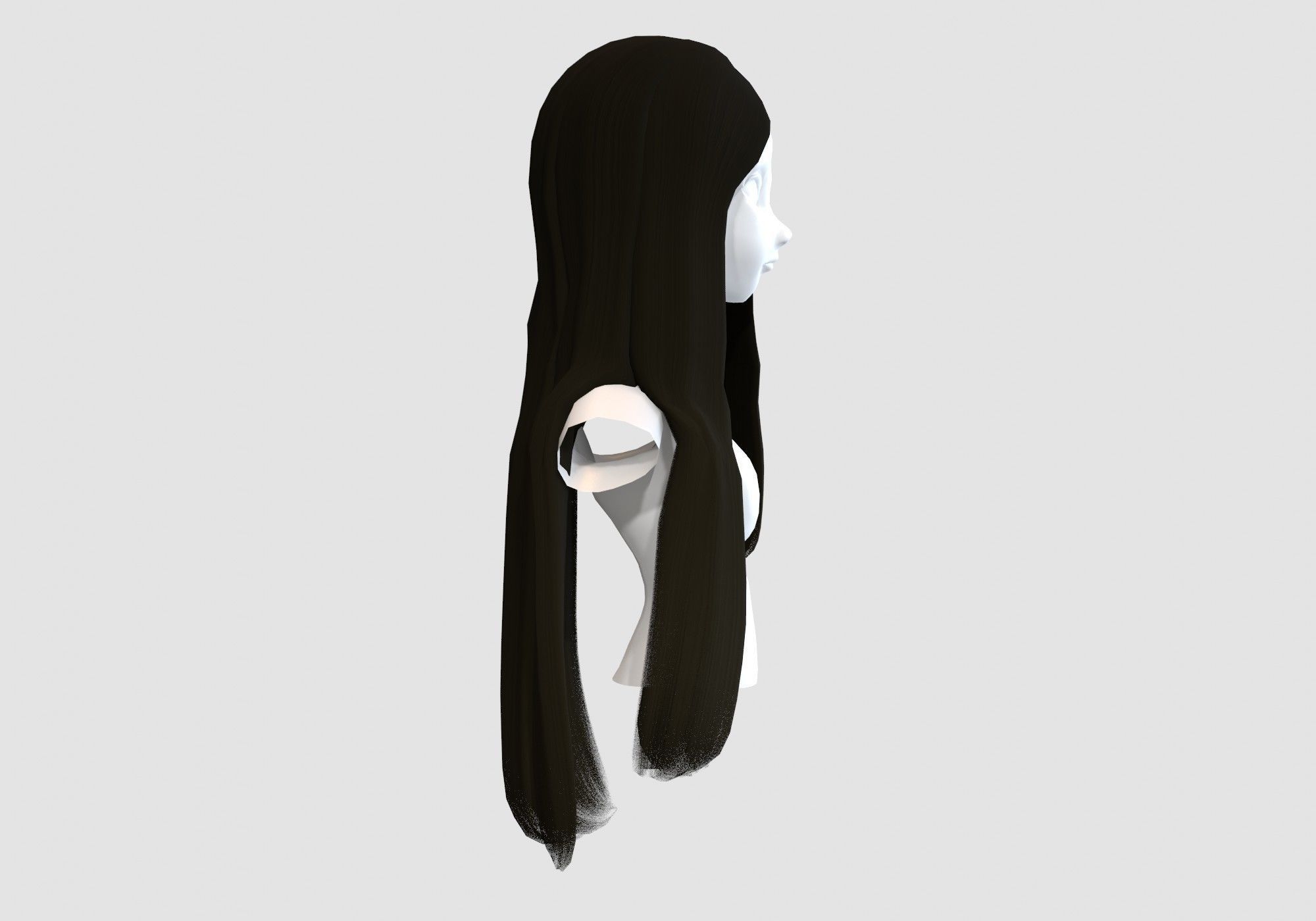 long brown hairstyle 3D model_2