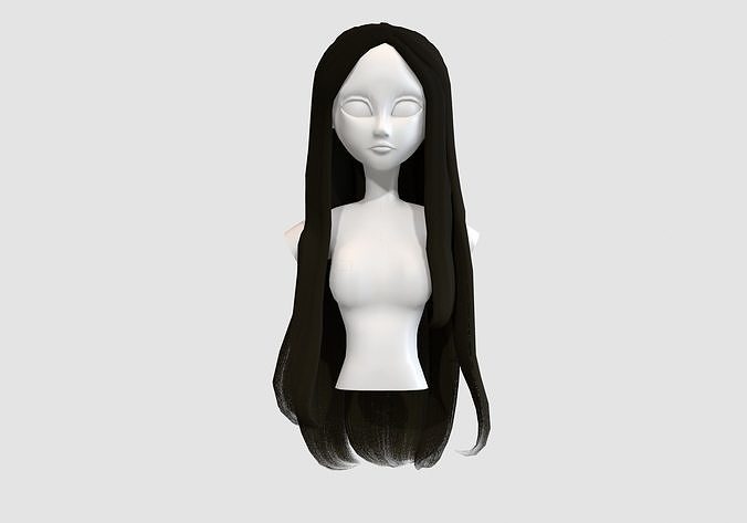 long brown hairstyle  3D model