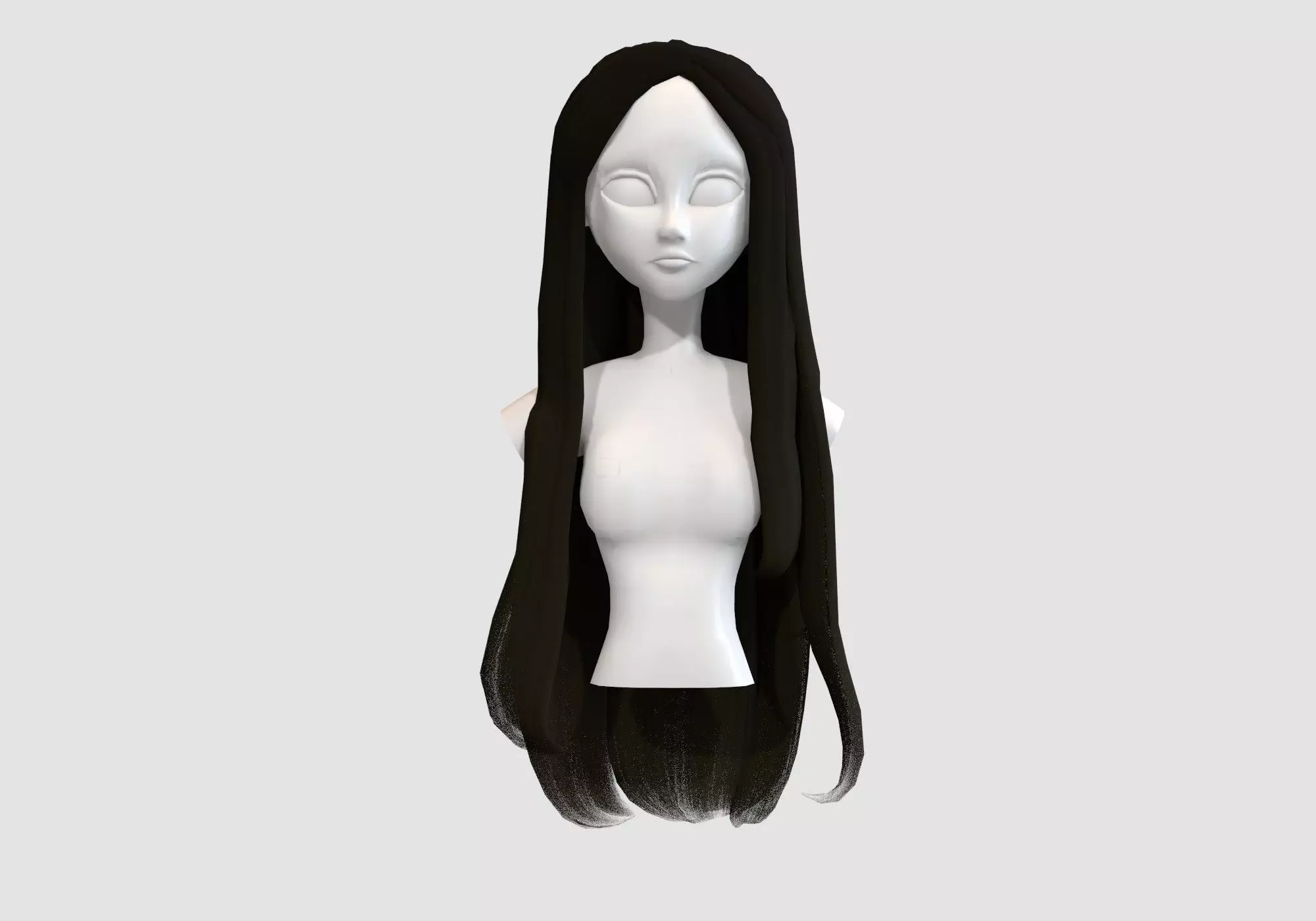 long brown hairstyle 3D model_0