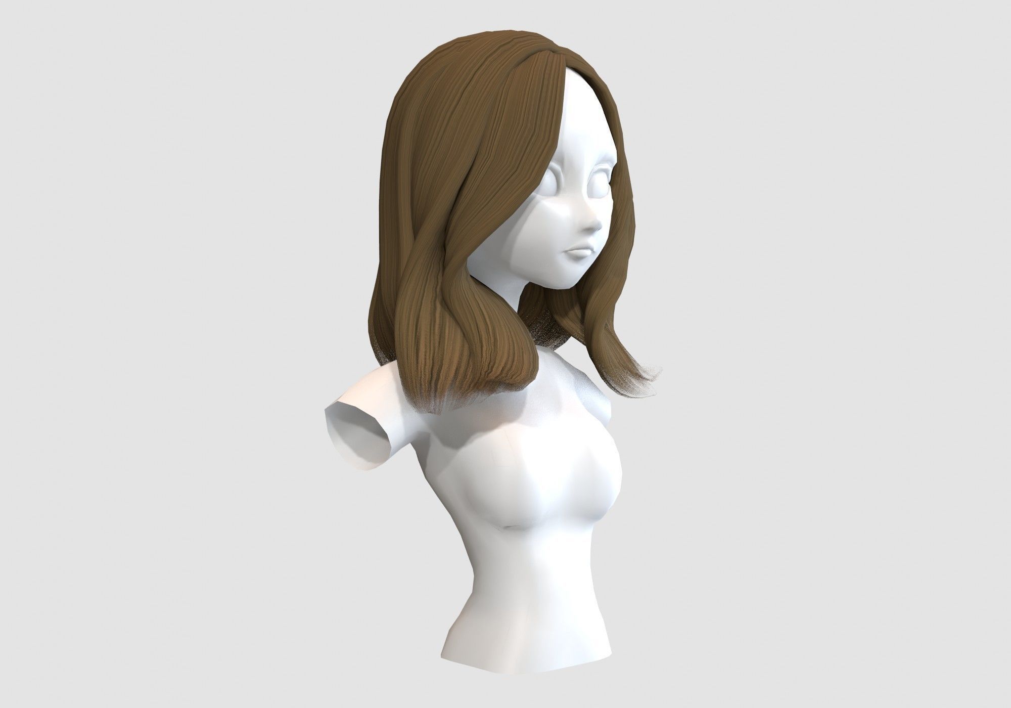 female wavy hairstyle 3D model_1