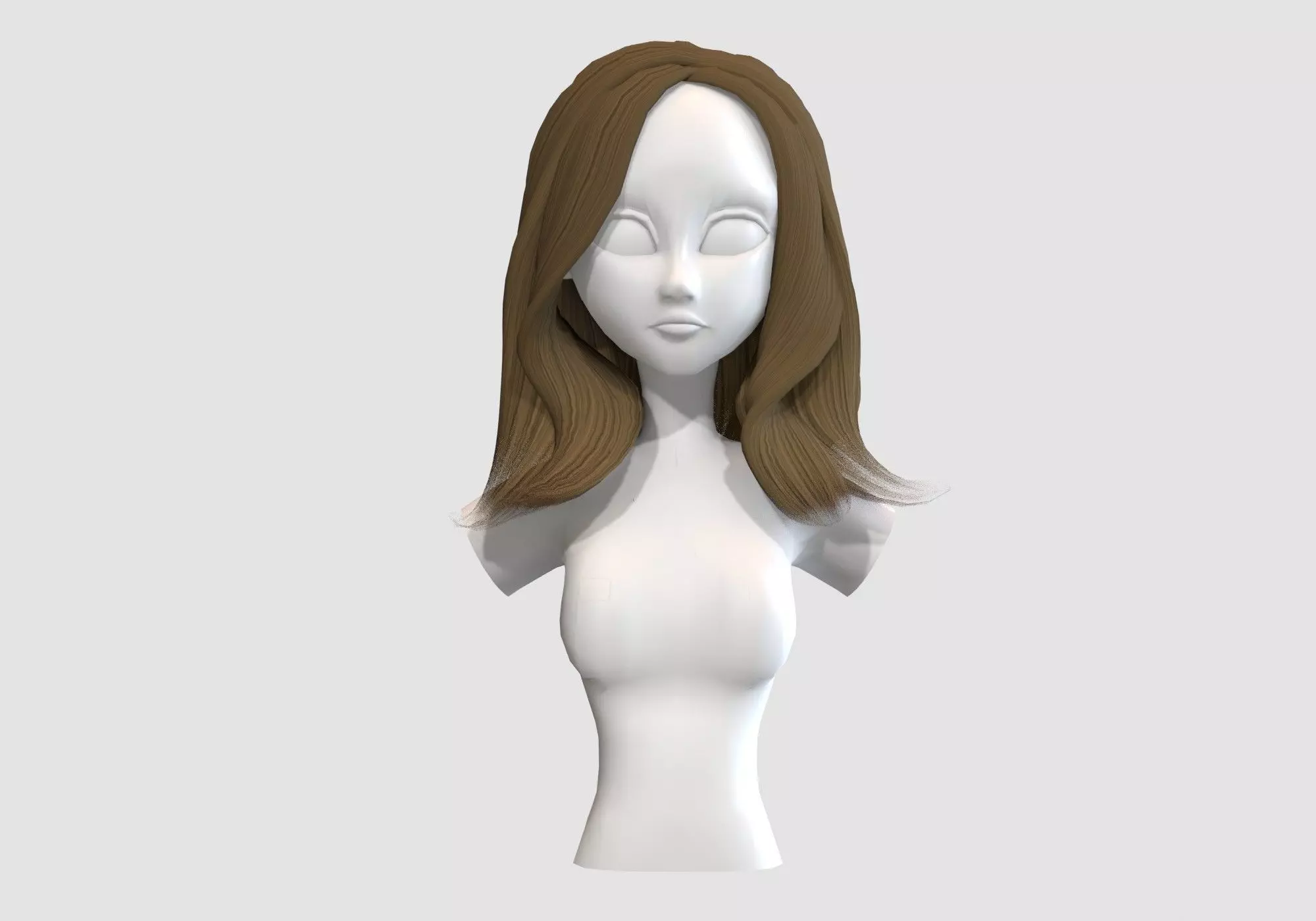 female wavy hairstyle 3D model_0