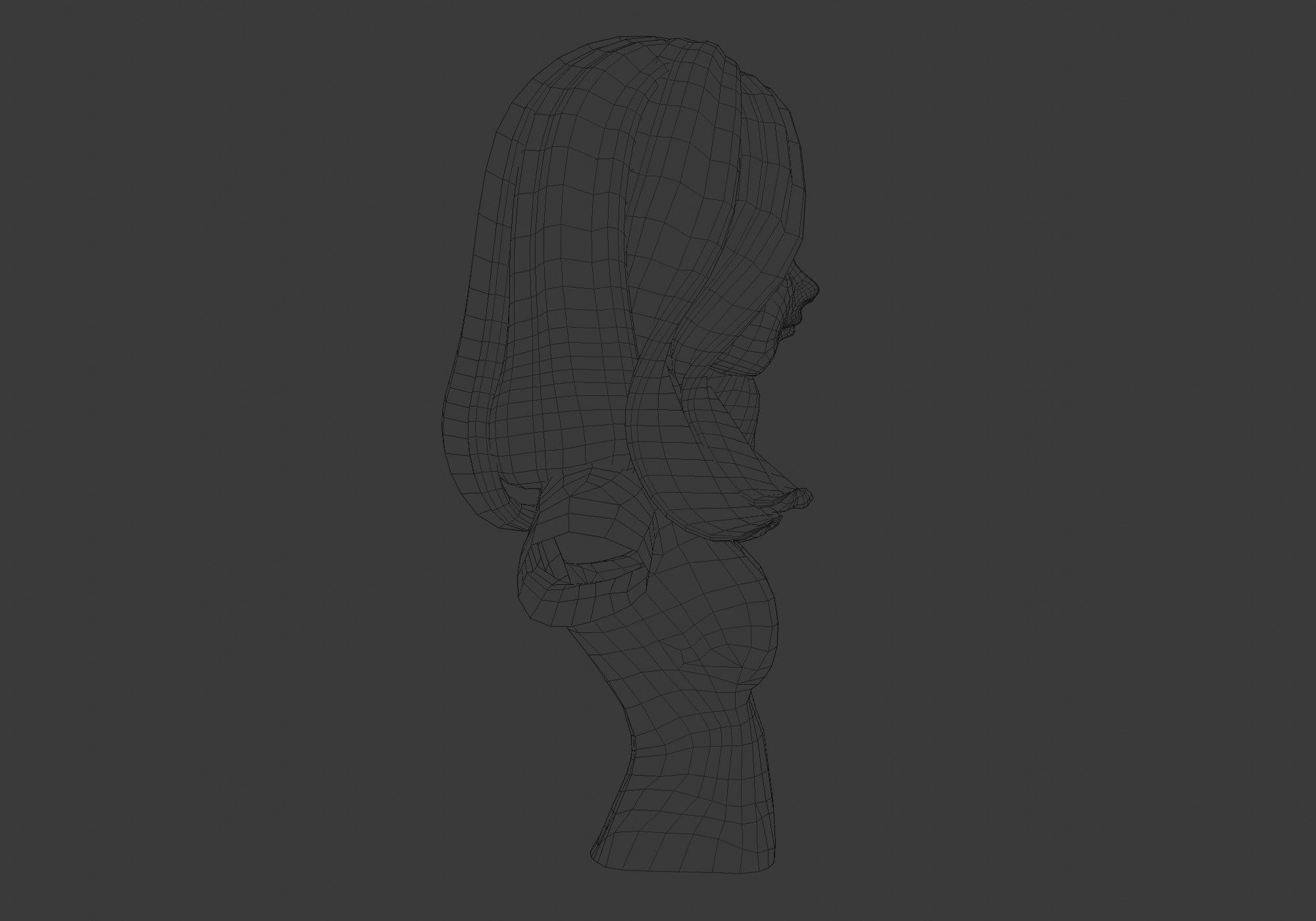 female wavy hairstyle 3D model_7